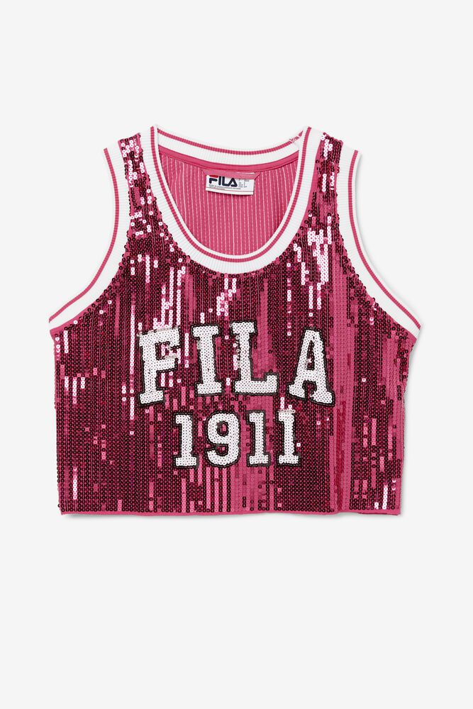 Fila Tank Top Womens Pink Kiki Glam Crop Jersey - Ireland 20396-TKLS